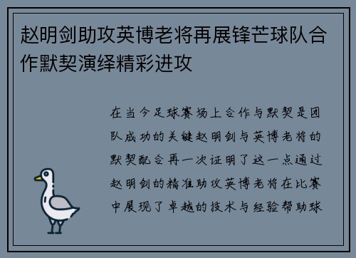 赵明剑助攻英博老将再展锋芒球队合作默契演绎精彩进攻